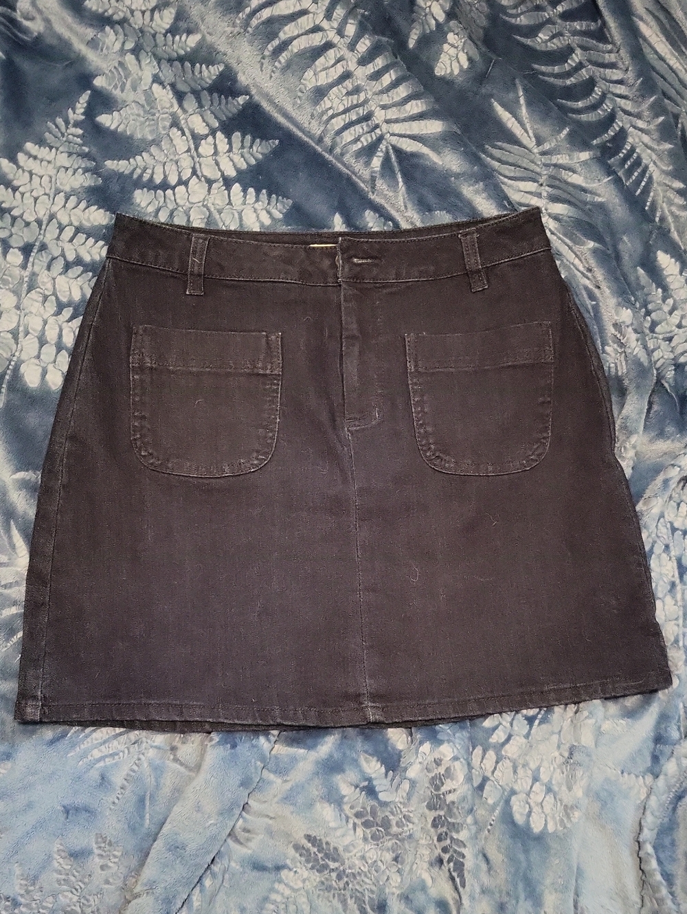 Maison Jules Navy Denim Mini Skirt with Front Pockets